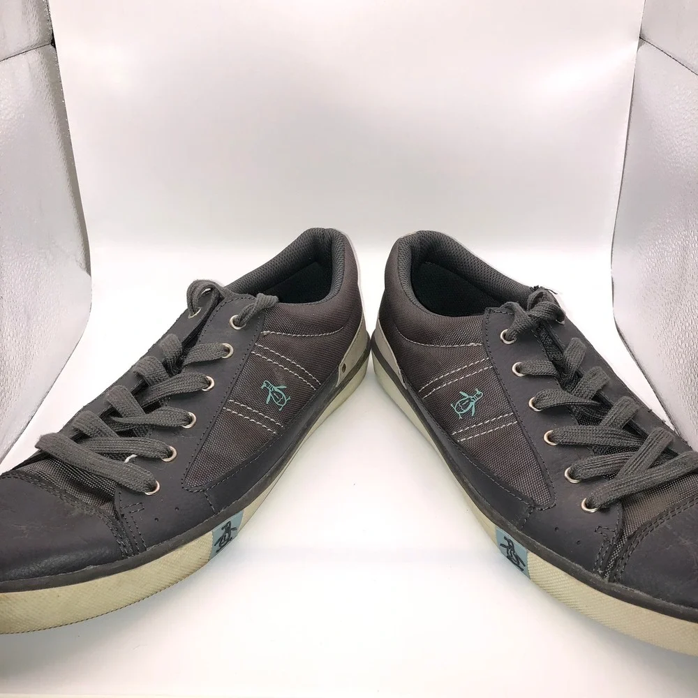Original Penguin Men's Gray Canvas Lace Up Casual Sneakers Shoes Size‎ 11